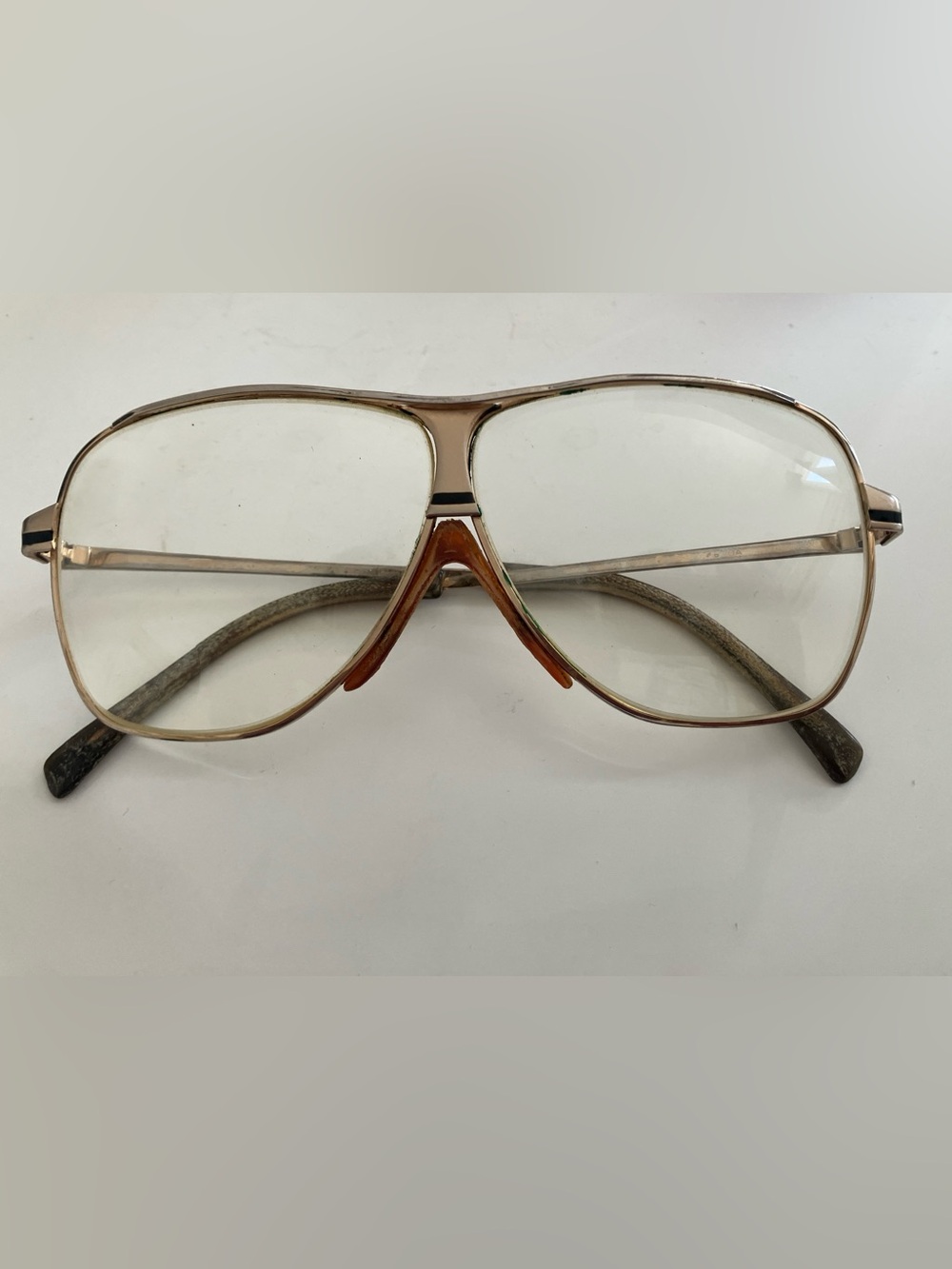 Vintage 70s Tura Aviator Glasses Gold-Black Frame Unisex